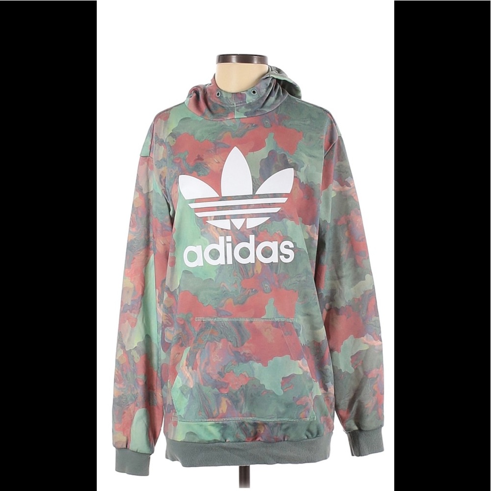 ADIDAS colorful camo pullover hoodie size xs